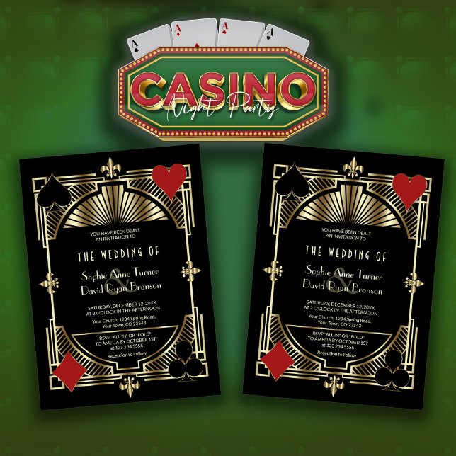 Invitation Elégant Casino Las Vegas Gold Art Deco Mariage (Créateur téléchargé)