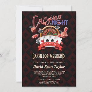 Invitation Elégant Casino Night Vegas Bachelor Weekend