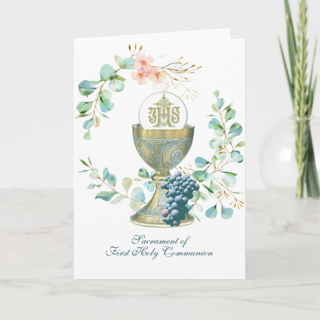 Invitation Élégant Catholique Première Sainte Communion Relig (Devant)