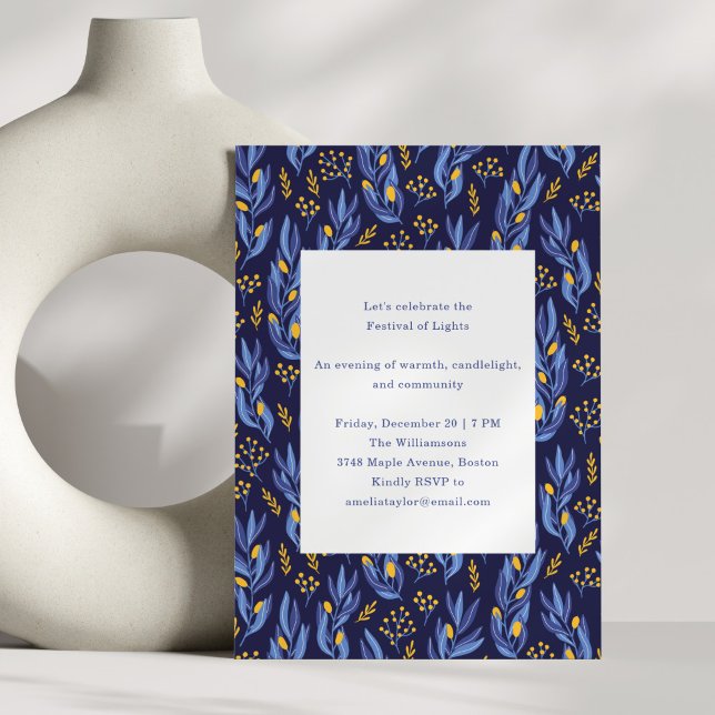 Invitation Elegant Celebration Blue Festive Hanukkah Party (Créateur téléchargé)