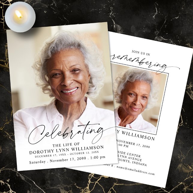 Invitation Elegant Celebration of Life Photo Memorial (Créateur téléchargé)