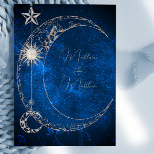 Invitation Elégant Céleste Stars Galaxy Mariage du soir