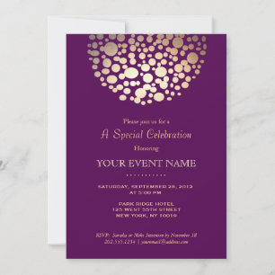 Invitation Elégant cercle or Sphère violet Formel