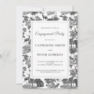Invitation Elégant Cerf en toile blanche noire Vintage