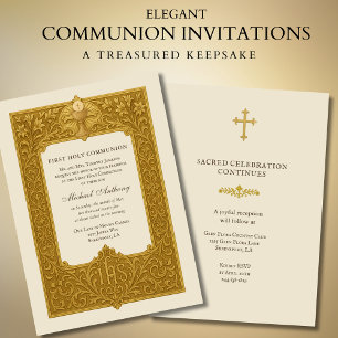 Invitation Élégant Chalice d'or de la première sainte communi