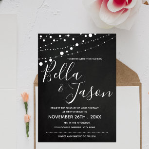 Invitation Elégant Chalkboard avec Mariage de voyants à corde