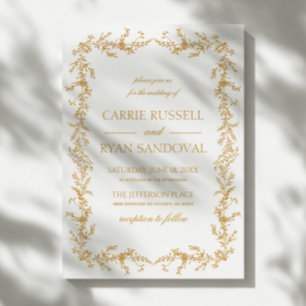 Invitation Élégant Champagne Cadre Floral Dessiné à la Main M