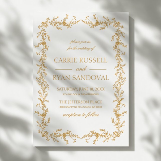 Invitation Elegant Champagne Hand Drawn Floral Frame Wedding (Créateur téléchargé)