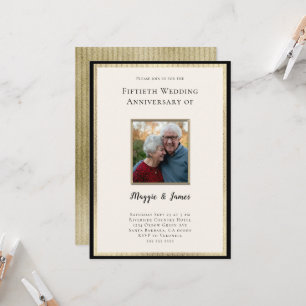 Invitation Élégant Champagne Or 50e Anniversaire Photo