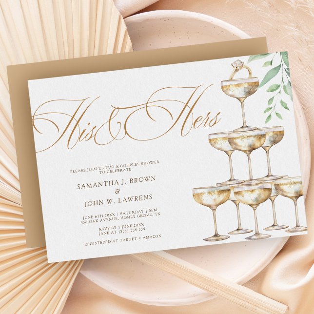 Invitation Elégant Champagne Or Couples Moderne Douche Couple (Créateur téléchargé)
