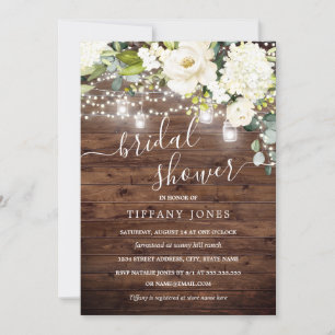 Invitation Élégant Champagne Rustique en Bois Fête des mariée