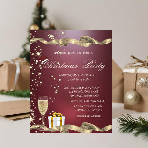 Invitation Élégant, Chapeau de Père Noël, Verre, Noël d'entre