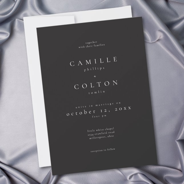 Invitation Elegant Charcoal Black Minimalist Wedding (Elegant Charcoal Black Minimalist Wedding Invitation)