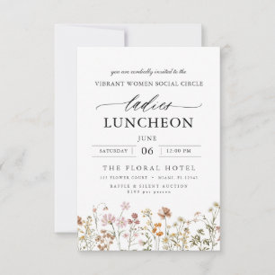 Invitation Élégant Charity Lunch Fleur sauvage aquarelle