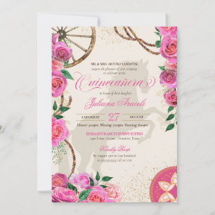 Invitation Elégant Charro Rose Rose Ranch Occidental Quincean