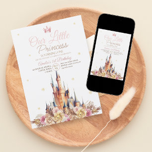 Invitation Elégant Château Little Princess Anniversaire