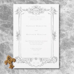 Invitation Élégant Chérubin de style Chinois gris clair pour 