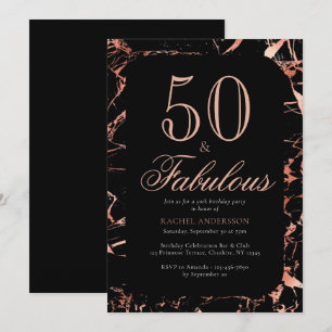 Invitation Élégant Chic 50e anniversaire Rose Gold Black Part