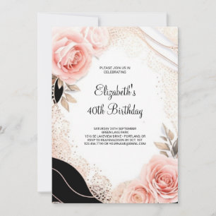 Invitation Élégant Chic Adulte 40e Anniversaire