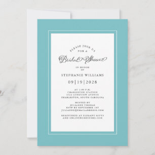 Invitation Elegant Chic Aqua Mariage Fête des mariées