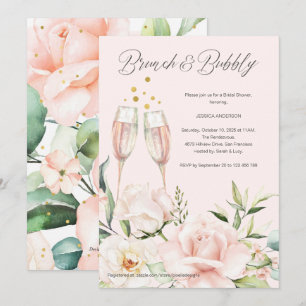 Invitation Elégant chic aquarelle champagne fleurie nuptiale 