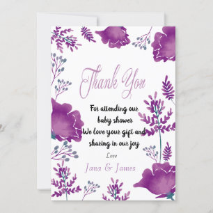 Invitation Elégant chic Aquarelle Purple Royal merci