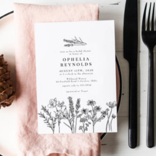 Invitation Elegant Chic Boho Fleur sauvage Fête des mariées