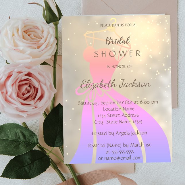 Invitation Élégant Chic brillant, robe de mariée Fête des mar (Créateur téléchargé)
