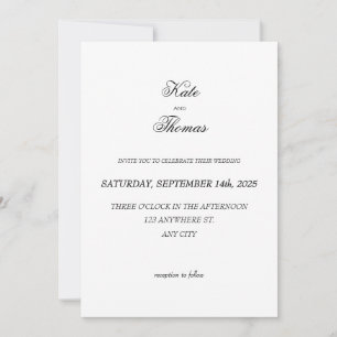 Invitation Élégant Chic Budget Minimaliste Classique