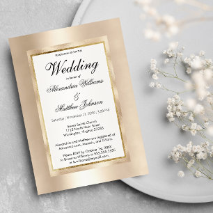 Invitation Elégant chic champagne blanc or glamor Mariage