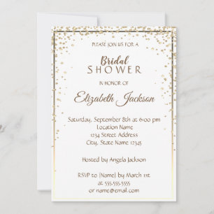 Invitation Elégant Chic Diamants Or, Fête des mariées Cadre