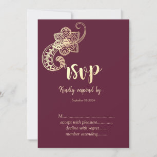 Invitation Élégant Chic Doré Paisley RSVP