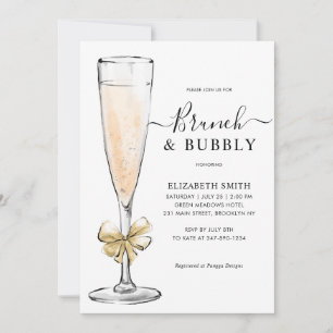 Invitation Elegant Chic Gold Brunch et Bubbly Fête des mariée