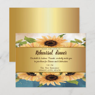 Invitation Élégant Chic Gold, Dîner de répétition des tournes