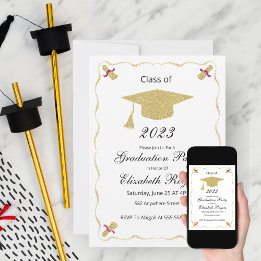 Invitation Élégant Chic Graduation Parties scintillant Casque