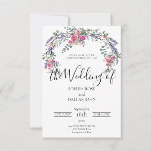 Invitation Elégant chic lavande couleur rose rose Mariage