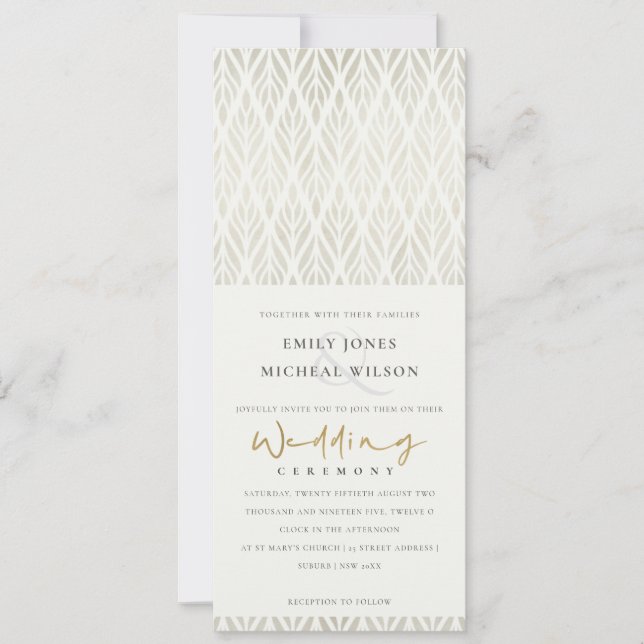 INVITATION ÉLÉGANT CHIC MODERNE ART DÉCO MARIAGE EN ARGENT BL (Devant)