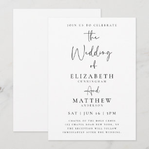 Invitation Élégant Chic Moderne Mariage de typographie simple