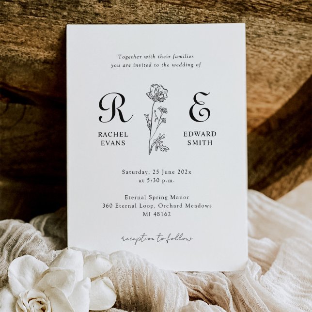 Invitation Élégant Chic Moderne Mariage Monogramme (Créateur téléchargé)
