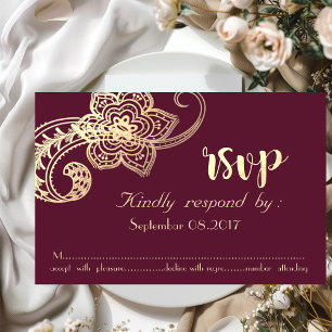 Invitation Élégant Chic Or Paon RSVP