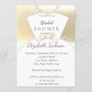 Invitation Élégant Chic Or, Robe de mariée Enterrement de v