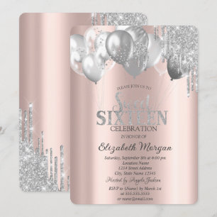 Invitation Élégant Chic Parties scintillant Lecteurs Ballons