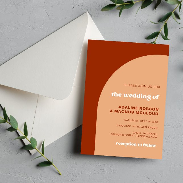 Invitation Élégant Chic Peach Terracotta Arch Boho Mariage (Créateur téléchargé)