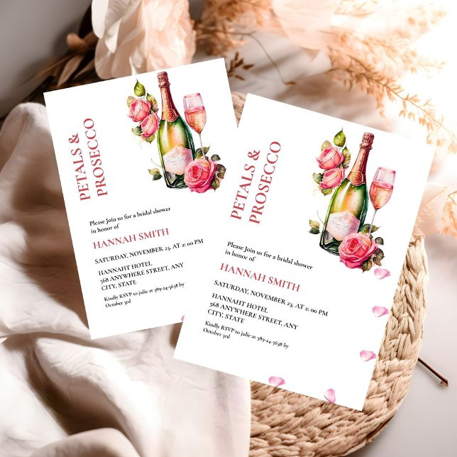 Invitation Elegant & Chic Pétales et Fête des mariées Prosecc (Créateur téléchargé)