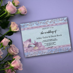 Invitation Elegant Chic Purple Ornate Glitter Formal Wedding