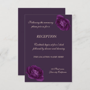 Invitation Elégant Chic Purple Roses Réception de mariage