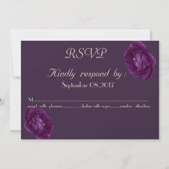 Invitation Élégant Chic Roses Violettes RSVP (Devant)
