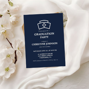 Invitation Élégant Chic Typographie Infirmière Parti de Gradu