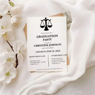 Invitation Elégant Chic Typographie Laywer Graduation Party