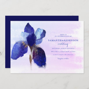 Invitation Élégant chic violet Iris Ombre Watercolor Mariage